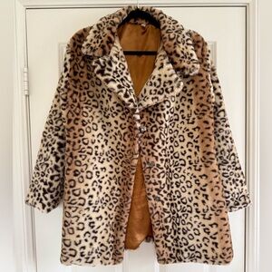 Daisy Shoppe Leopard Print Faux Fur Coat